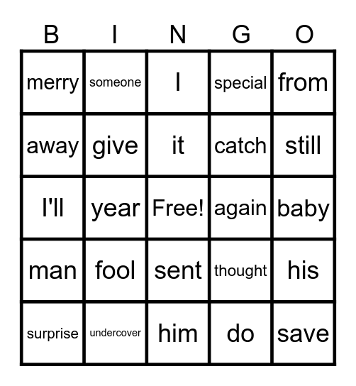 Wham-Last Christmas Bingo Card
