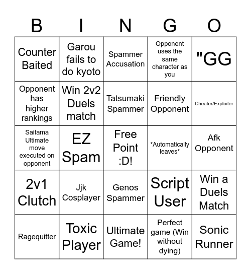 TSB Bingo Board Bingo Card