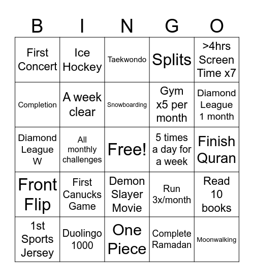 2025 BINGO Card