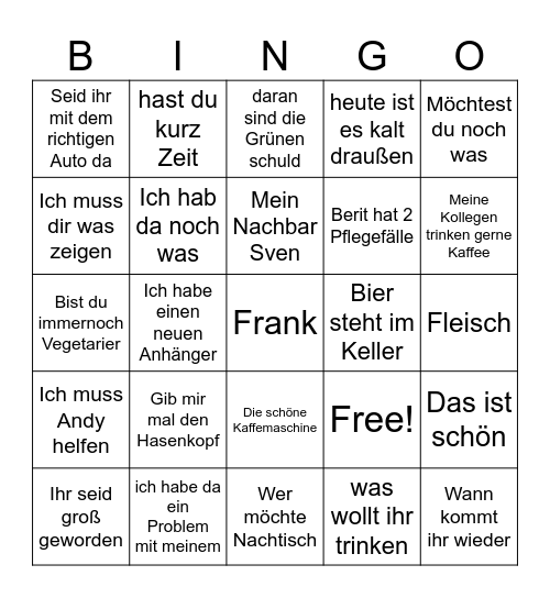 Schwiegervater/ Vater Bingo Card