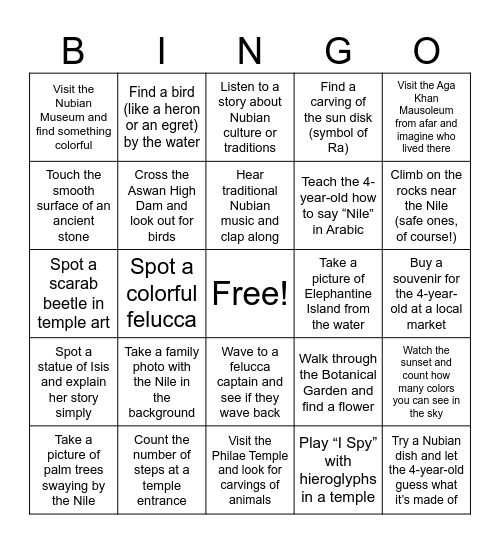 Aswan Bingo Card