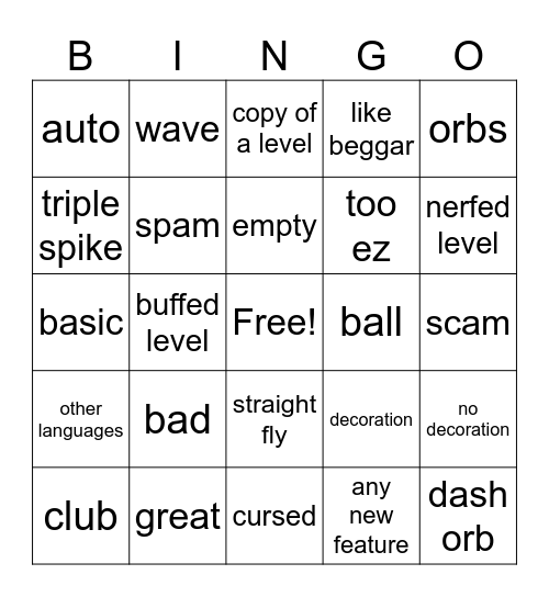 GD Bingo Card