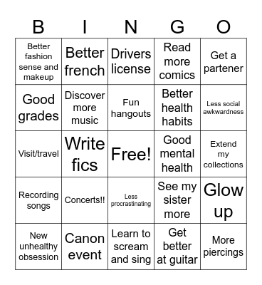 2025 Bingo card 𓋹 Bingo Card