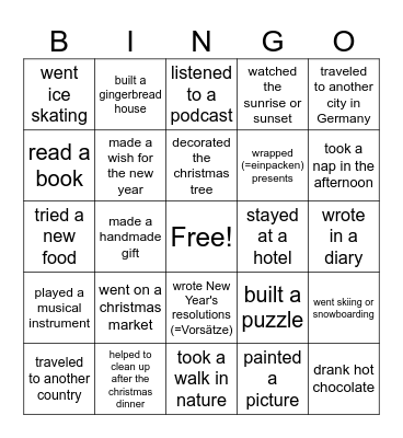 Holiday Bingo Card