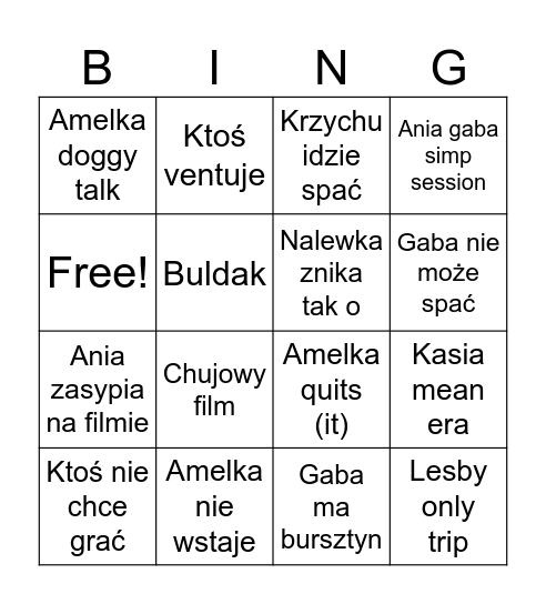 Wyjazd Szczecin Bingo Card