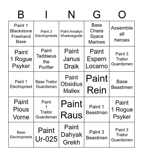 Blackstone Fortress Bingo Card