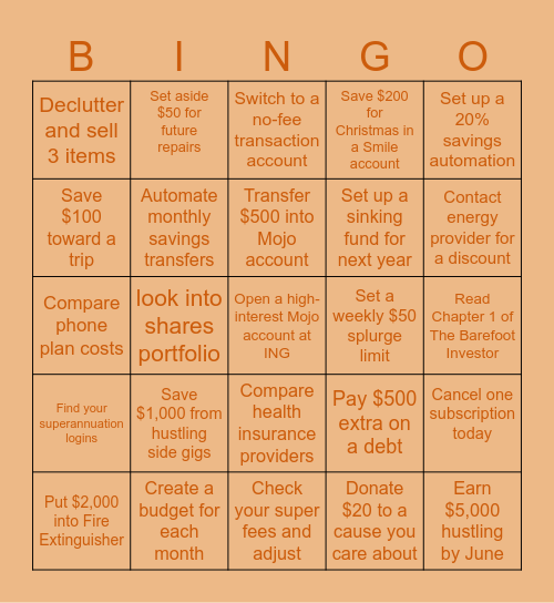 Finance Bingo Card