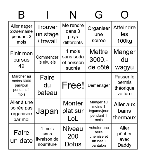 My 2025 bingo Card