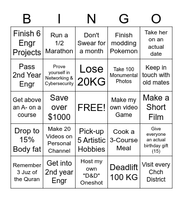 2025 Goals And Aspiration Bingo Card