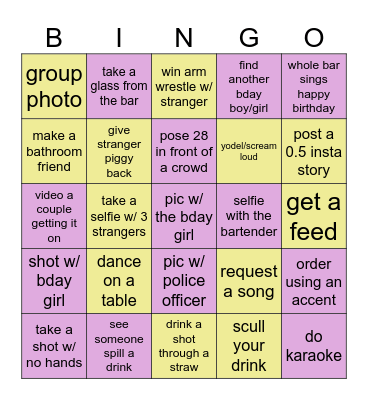 Lil's Bday Bingo Card