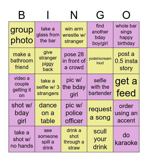 Lil's Bday Bingo Card