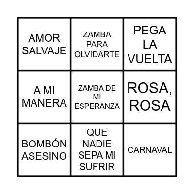 BINGO MUSICAL Bingo Card