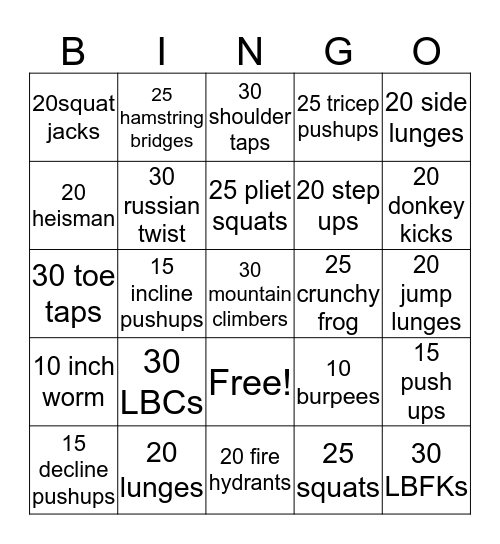 Fierce FiAs Bingo Card