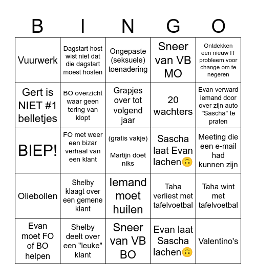 er Bingo Card