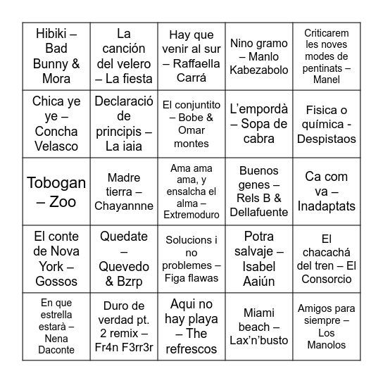 BINGO MUSICAL Bingo Card