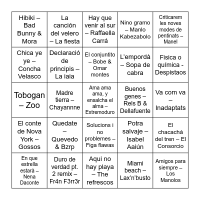 BINGO MUSICAL ORDALENCAMENT Bingo Card