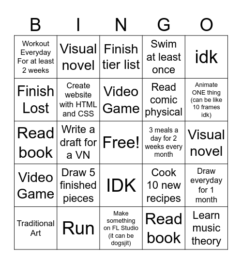 2025 GOALS Bingo Card