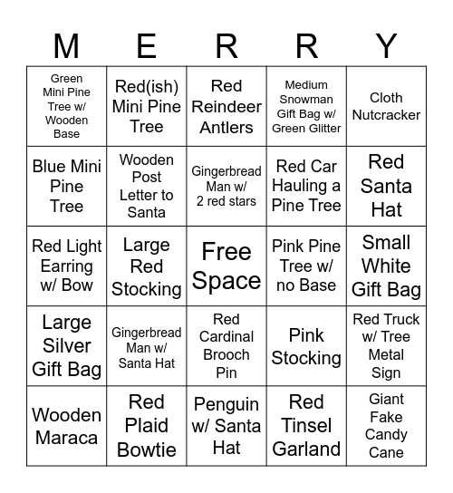 I Spy with my Holiday Eye... Bingo Card