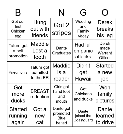 Tharp Family Bingo Card Bingo Card