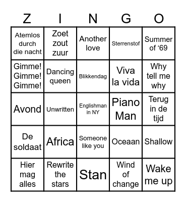 Happy New Year Bingo Card