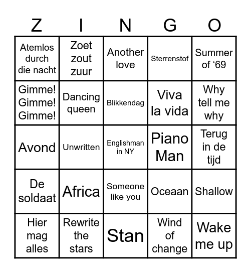 Happy New Year Bingo Card