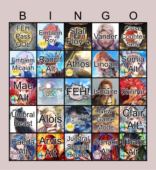 Fire Emblem Heroes - 2025 Wishlist Bingo Card