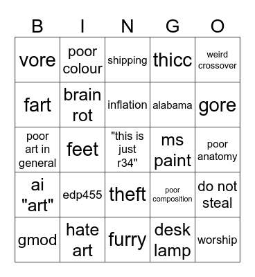 deviantart Bingo Card