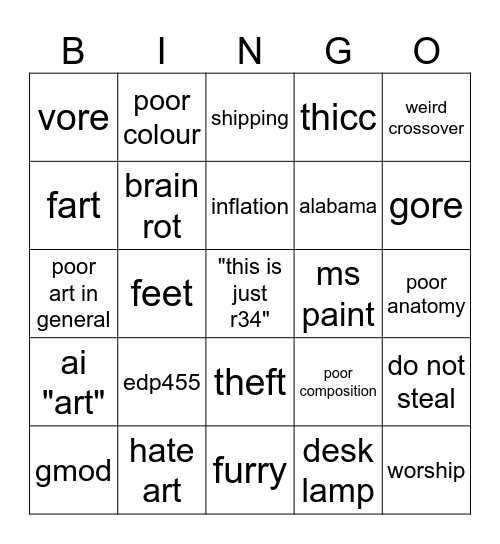 deviantart Bingo Card