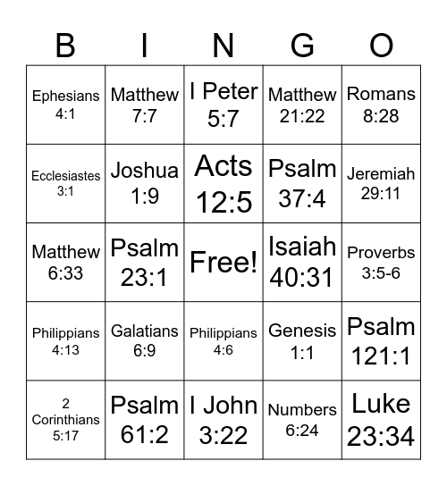 Scriptures Bingo Card