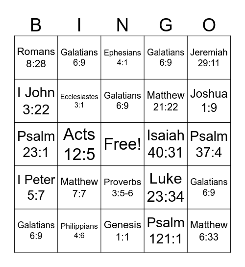 Scriptures Bingo Card