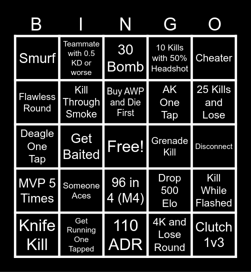 CS2 Bingo Card