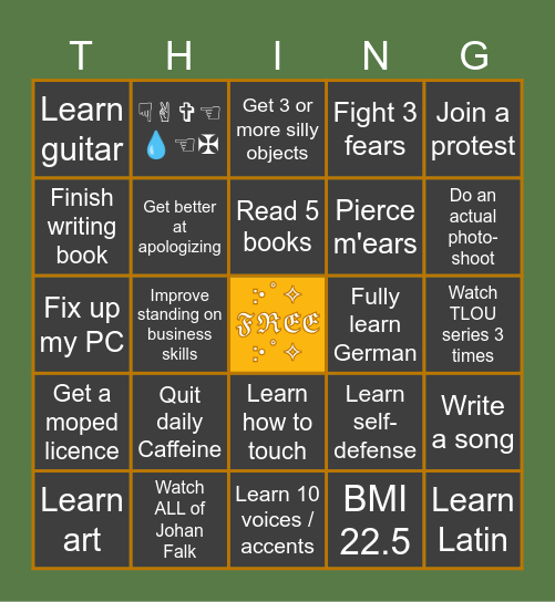 Thing of the Year Bingo Card