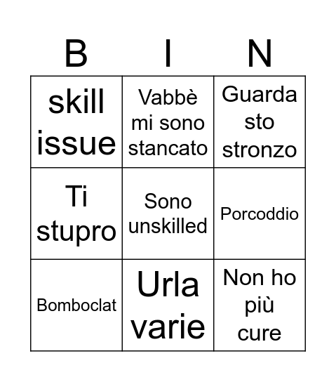 Davide che gioca Bingo Card