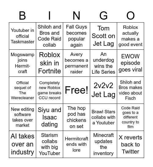 The ‘ ___ was NOT on my bingo card’ bingo card (2025) Bingo Card