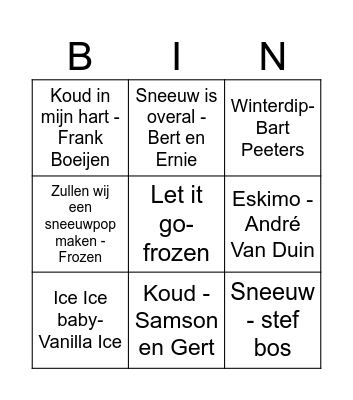 Winter- SWINGO Bingo Card