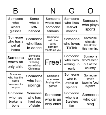 Human Bingo Card
