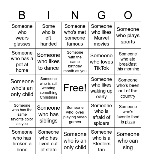 Human Bingo Card