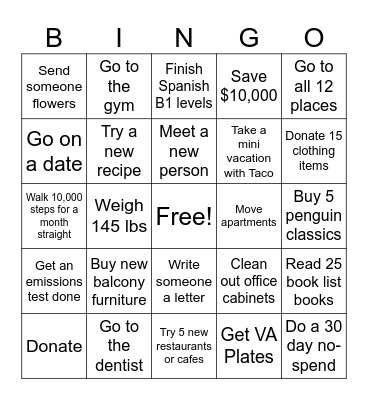 2025 Bingo Card
