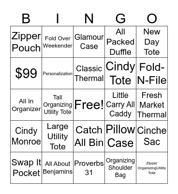 Thirty-One Bingo Card