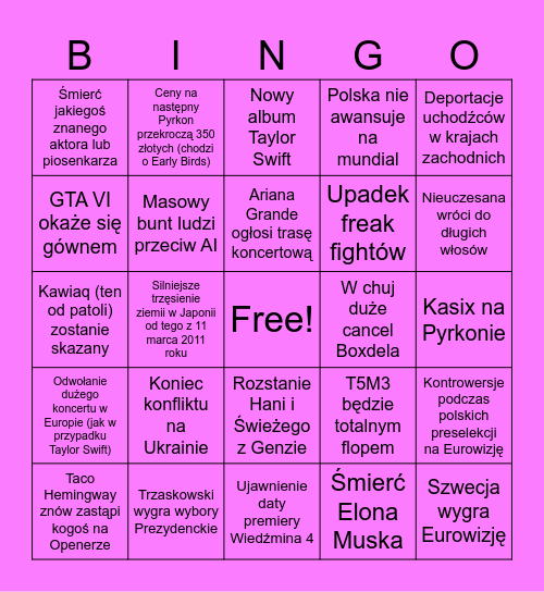 2025 bingo Card