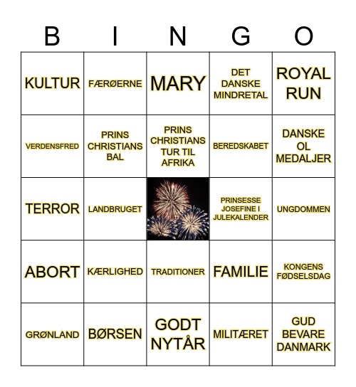 Nytårstale Bingo Card