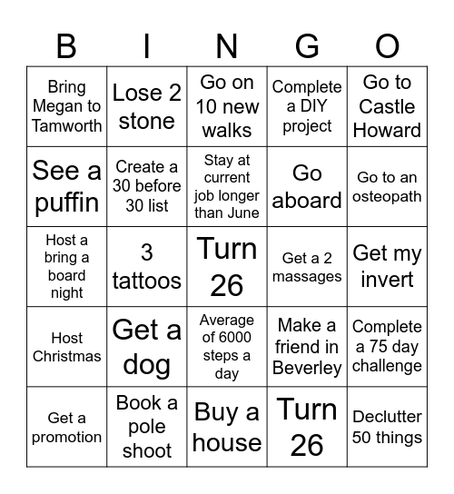 2025 Goals (Enya) Bingo Card