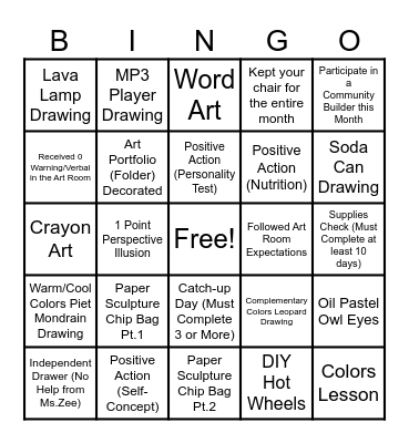 January 2025 Bingo Card