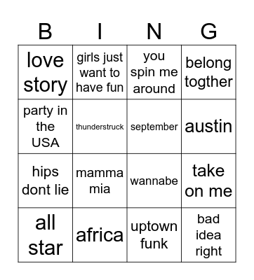 NYE Bingo Card