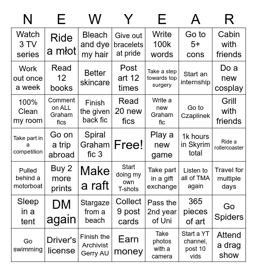 2025 Bingo :] Bingo Card