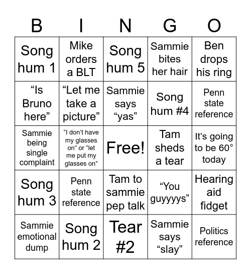 Brunch Bingo Card