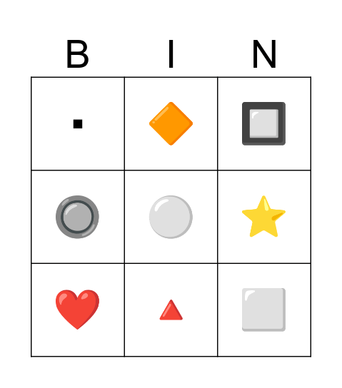 Shapes Bingo Card