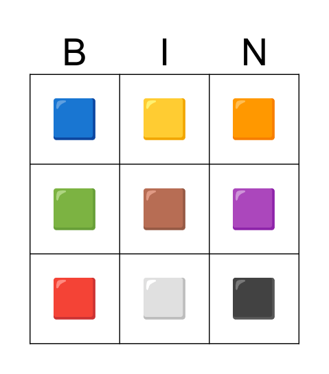 Colors Bingo Card