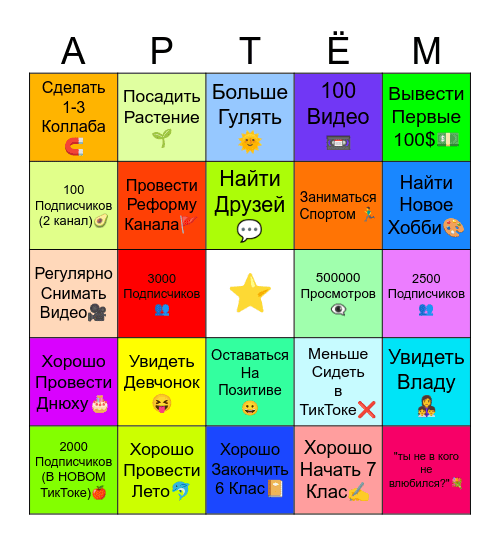 2025 БИНГО Bingo Card