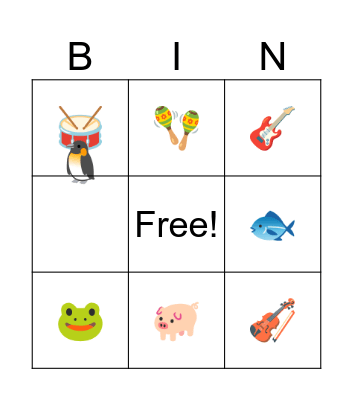 Musical instruments Bingo Card